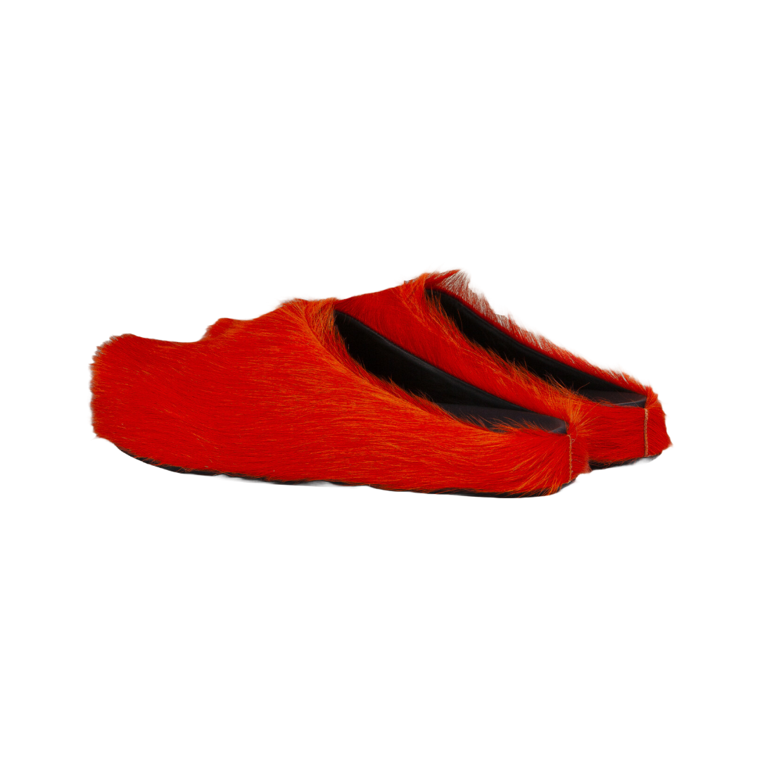 ORANGE LONG HAIR CALFSKIN FUSSBETT SABOT