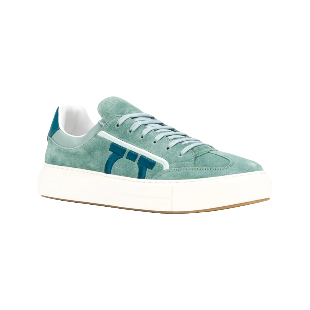 TEAL FERRAGAMO GANCINI LOGO EMBROIDERED SNEAKERS