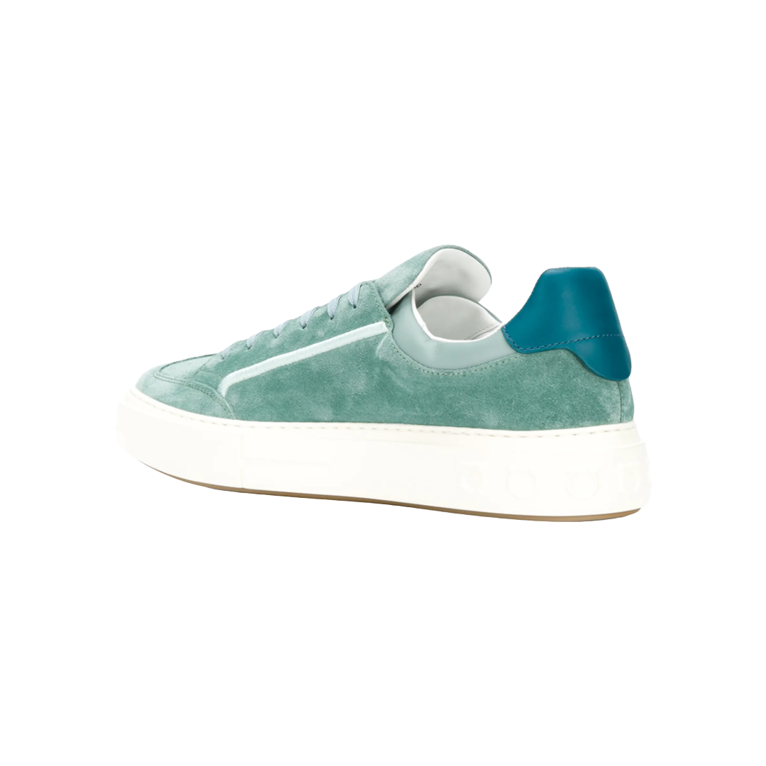 TEAL FERRAGAMO GANCINI LOGO EMBROIDERED SNEAKERS