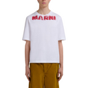 WHITE COTTON T-SHIRT WITH MARNI MONOLITH PRINT