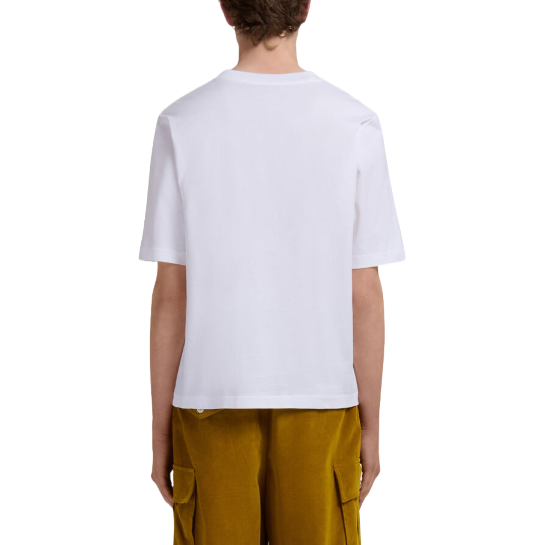 WHITE COTTON T-SHIRT WITH MARNI MONOLITH PRINT