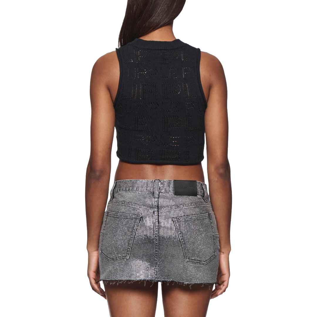 POINTELLE SWEATER VEST BLACK