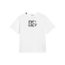 WHITE T-SHIRT WITH EMBOSSED DG MAJOLICA-PRINT LOGO