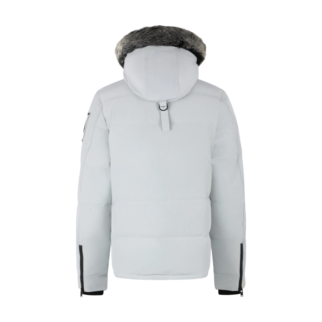 GRAY ONYX ROUND ISLAND SHEARLING DOWN JACKET
