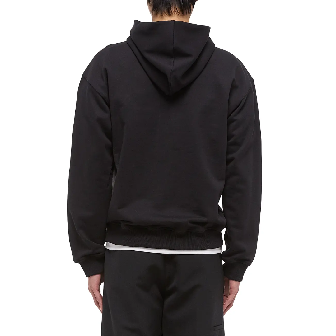 BLACK SPRAY RELAXED FIT COTTON HOODIE
