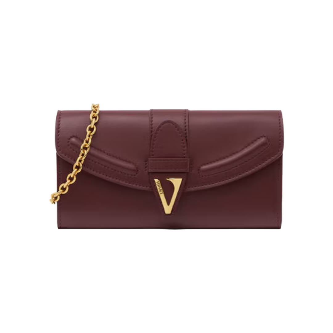 BURGUNDY V WALLET ON CHAIN