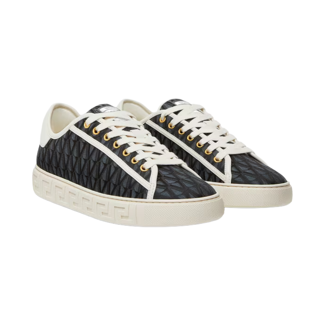V ALLOVER GRECA SNEAKERS BLACK