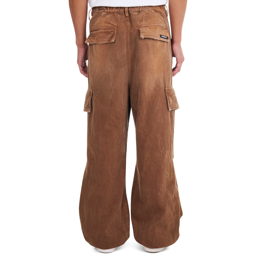 DENIM TRACK LOGO CARGOS IN BROWN WASH