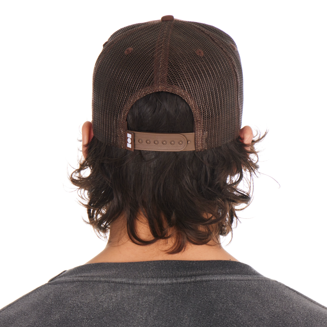 STUDDED NAHMIAS MARQUEE TRUCKER HAT BROWN