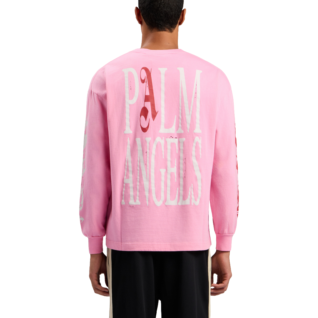 FLAMES FLAG LONG SLEEVE T-SHIRT IN PINK