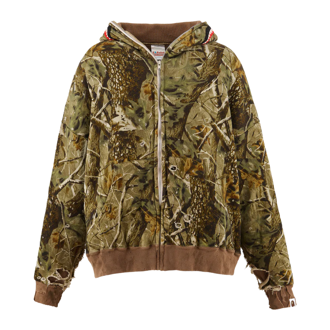 BAPE X SAINT MXXXXXX ZIP HOODIE CAMO