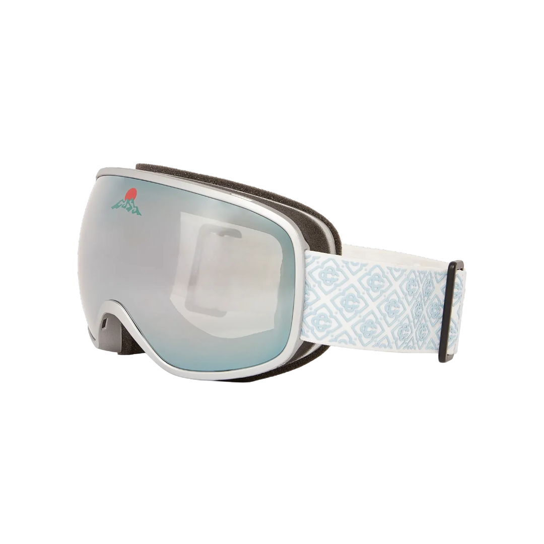 SILVER AND WHITE GRADIENT SKI GOGGLES