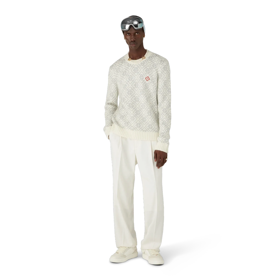 SILVER MONOGRAM MOHAIR BLEND CREW NECK