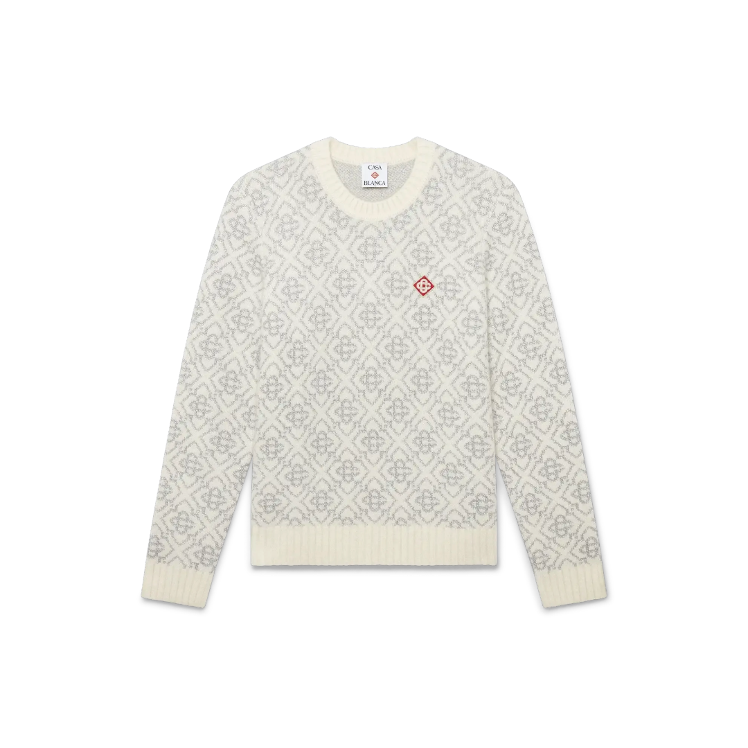 SILVER MONOGRAM MOHAIR BLEND CREW NECK