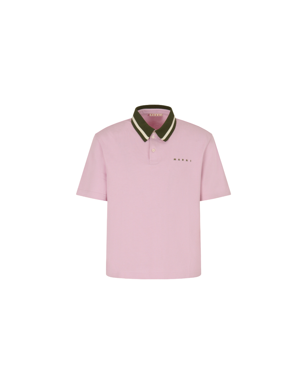 PINK PIQUÉ POLO SHIRT WITH STRIPPED COLLAR