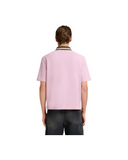 PINK PIQUÉ POLO SHIRT WITH STRIPPED COLLAR