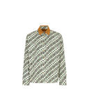CREAM POPLIN SHIRT WITH GREEN RYTHMS PRINT