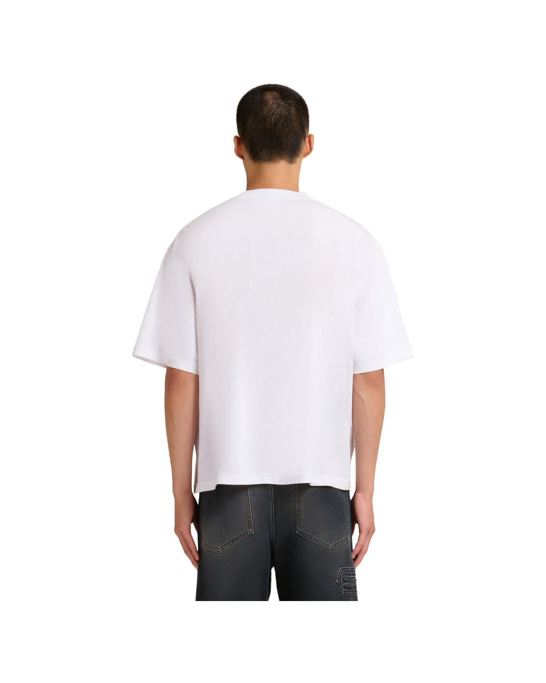 WHITE COTTON T-SHIRT WITH FLOCKED MARNI ANIMAL ALPHABET LOGO