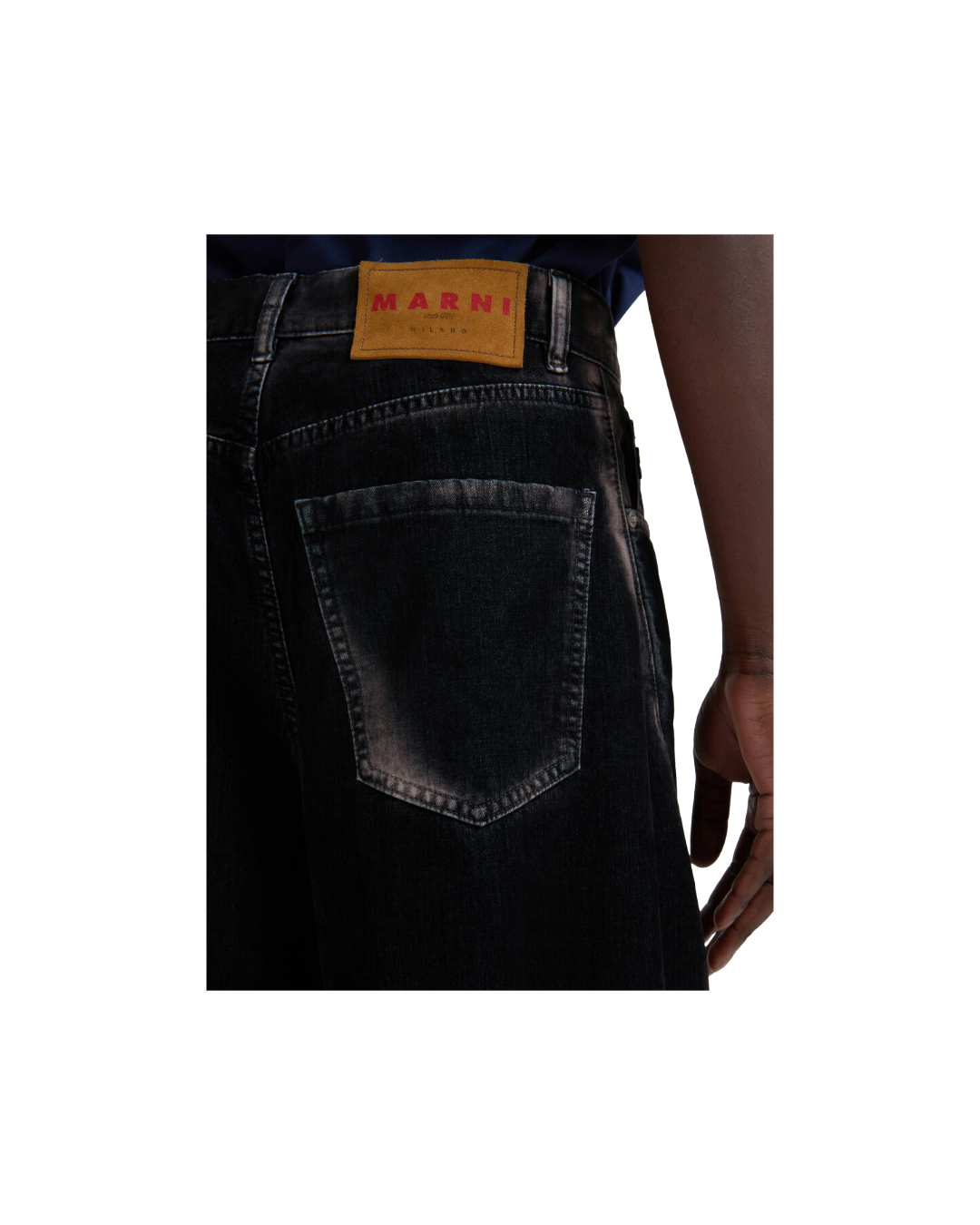 BLACK FLOCKED DENIM TWISTED JEANS