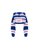 CHUNKY RABBIT BEANIE IN BLUE RED WHITE
