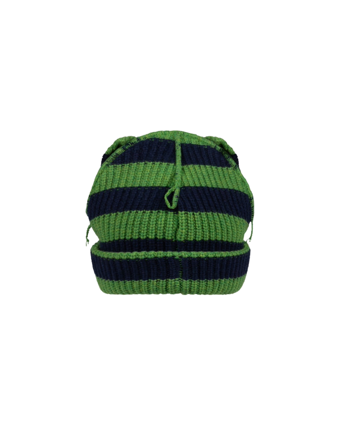 SUPERSIZED CHUNKY EARS BEANIE IN GREEN NAVY