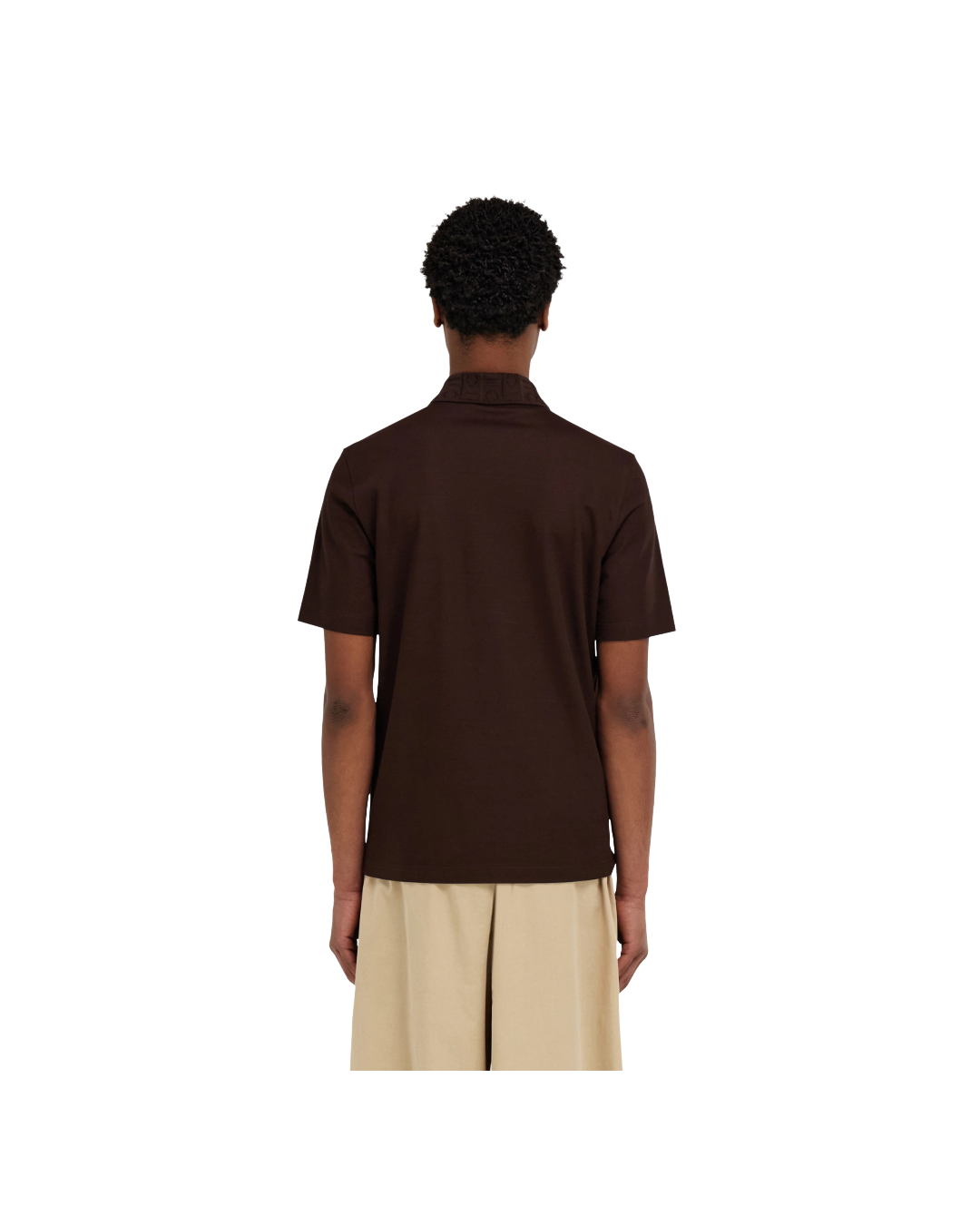 V-NECK POLO WITH JACQUARD POCKET DETAIL