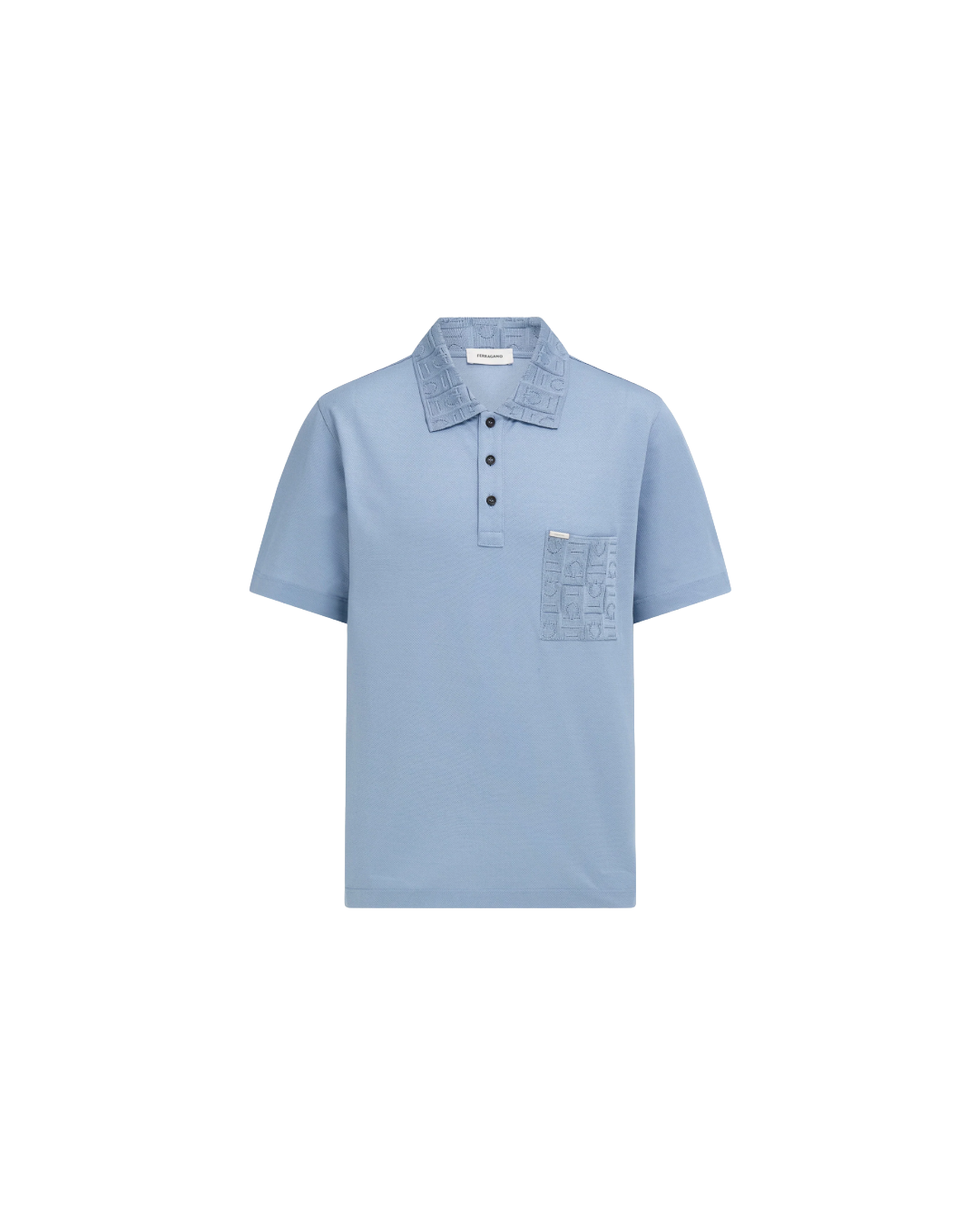 V-NECK POLO WITH JACQUARD POCKET DETAIL