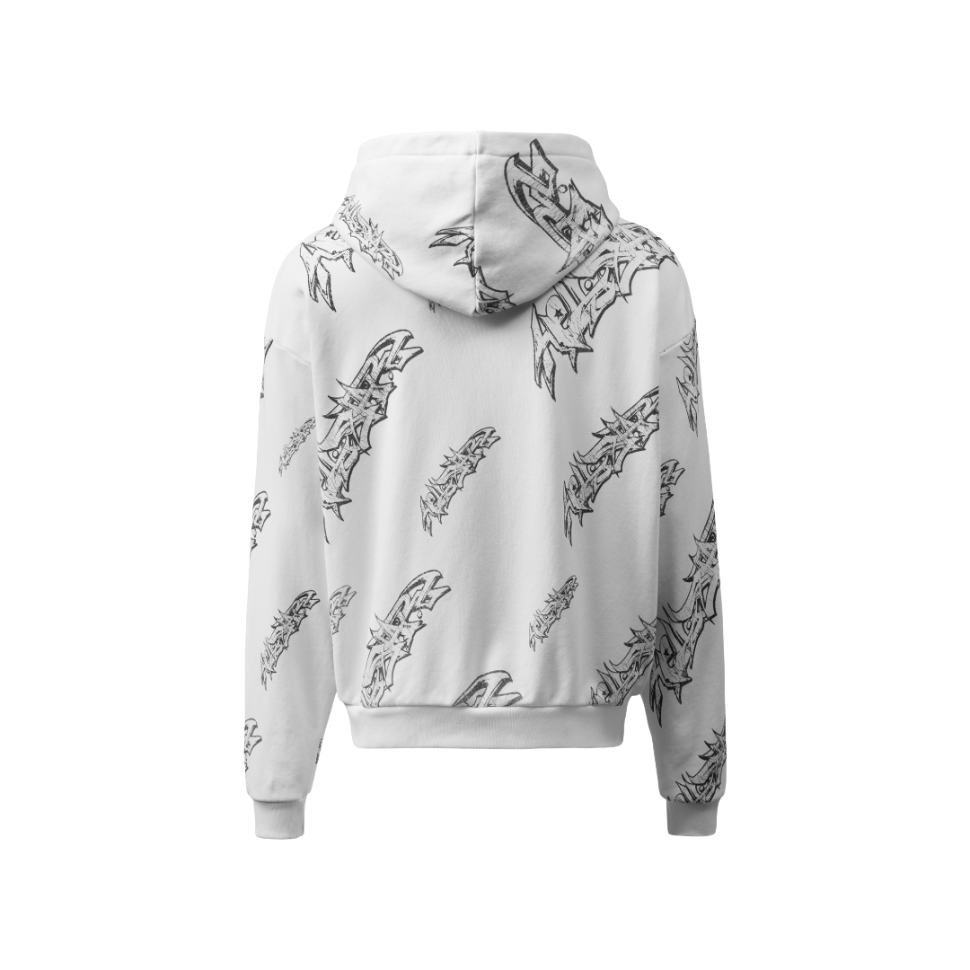 GRAFFITI ZIP-UP WHITE