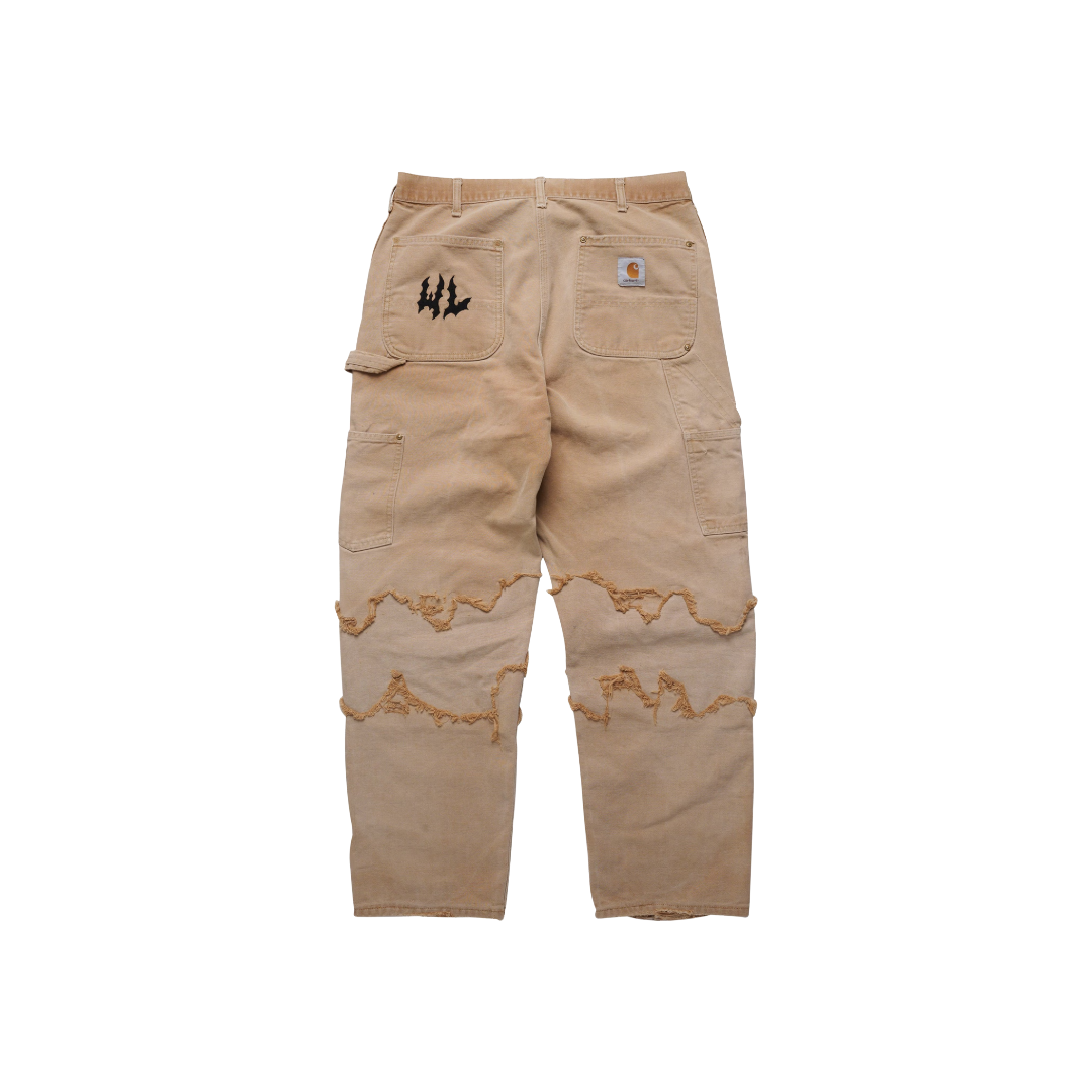 BARBED WIRE RECONSTRUCTED VINTAGE CARHARTT DOUBLE KNEE PANTS-TAN