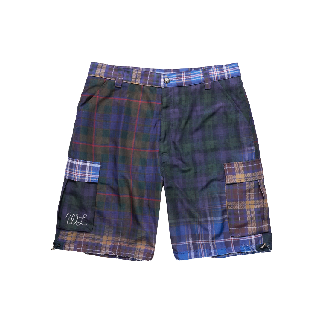 HYBRID PLAID NYLON CARGO SHORTS