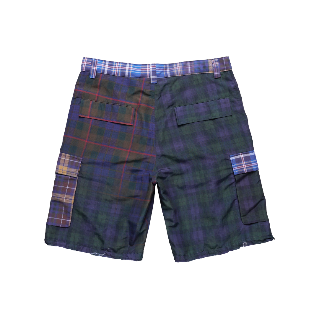 HYBRID PLAID NYLON CARGO SHORTS