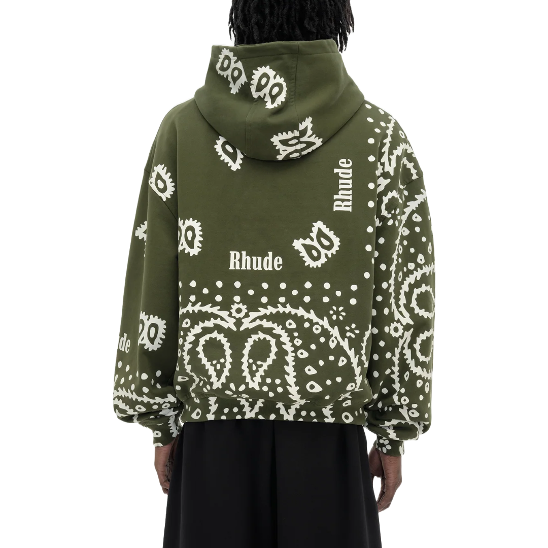 BANDANA PRINT HOODIE OLIVE