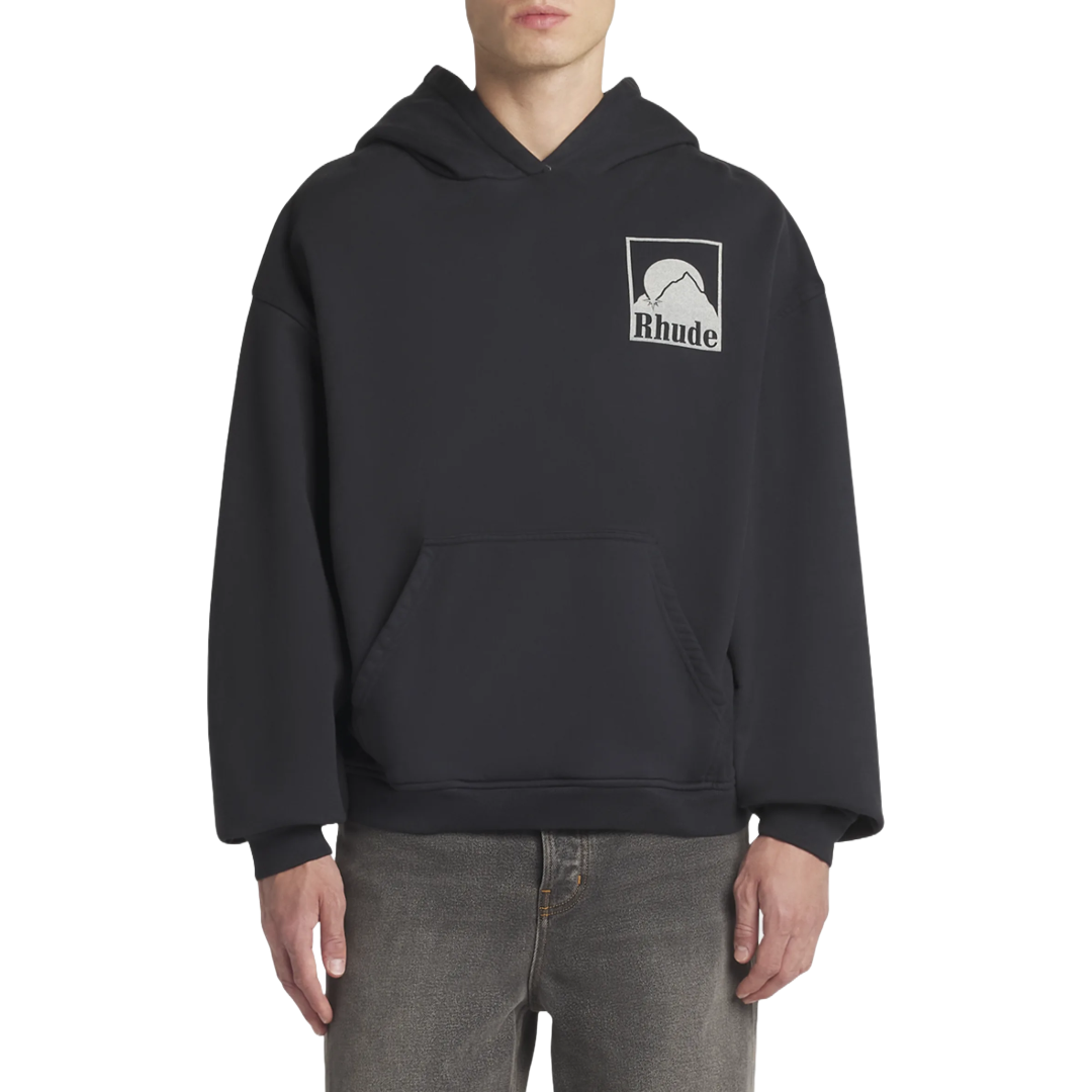 RHUDE MOONLIGHT BADGE HOODIE BLACK