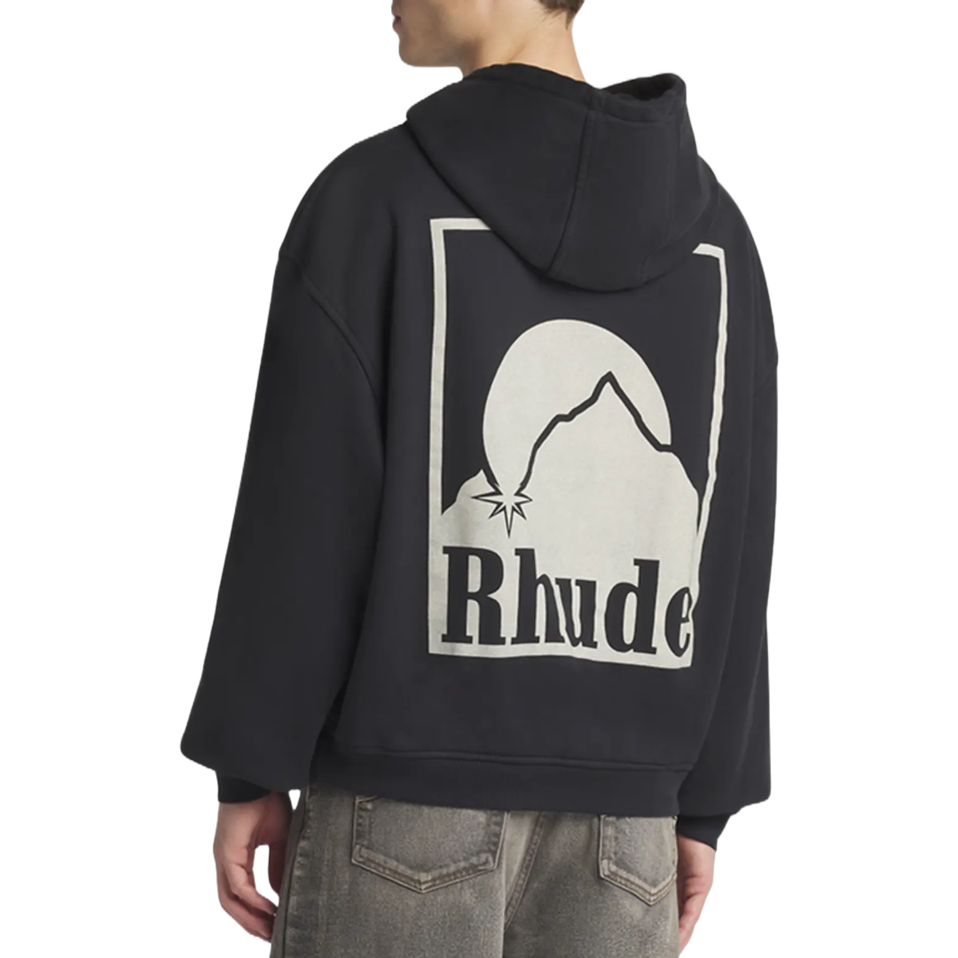 RHUDE MOONLIGHT BADGE HOODIE BLACK