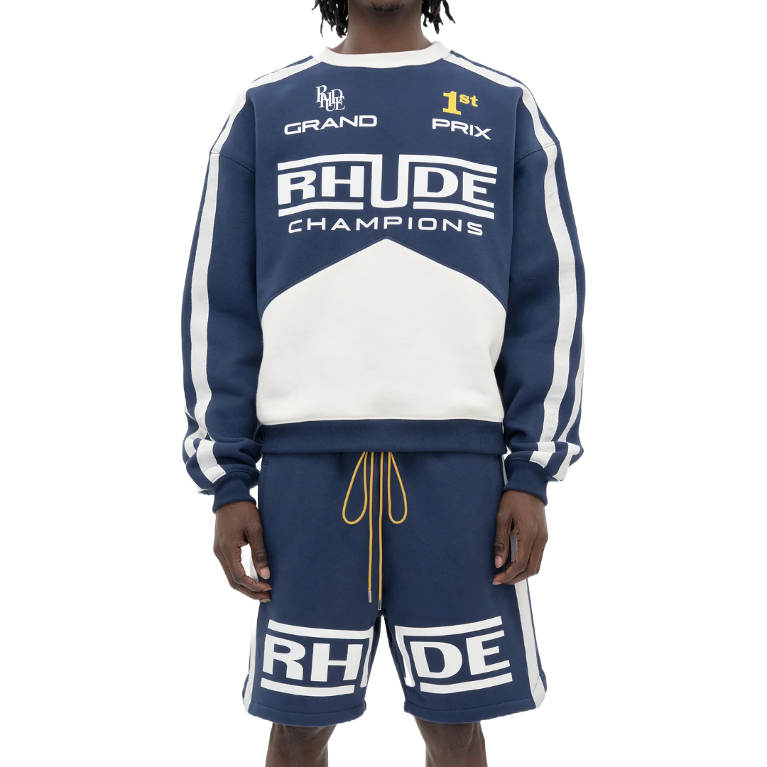 RHUDE CHAMPIONS SHORTS NAVY