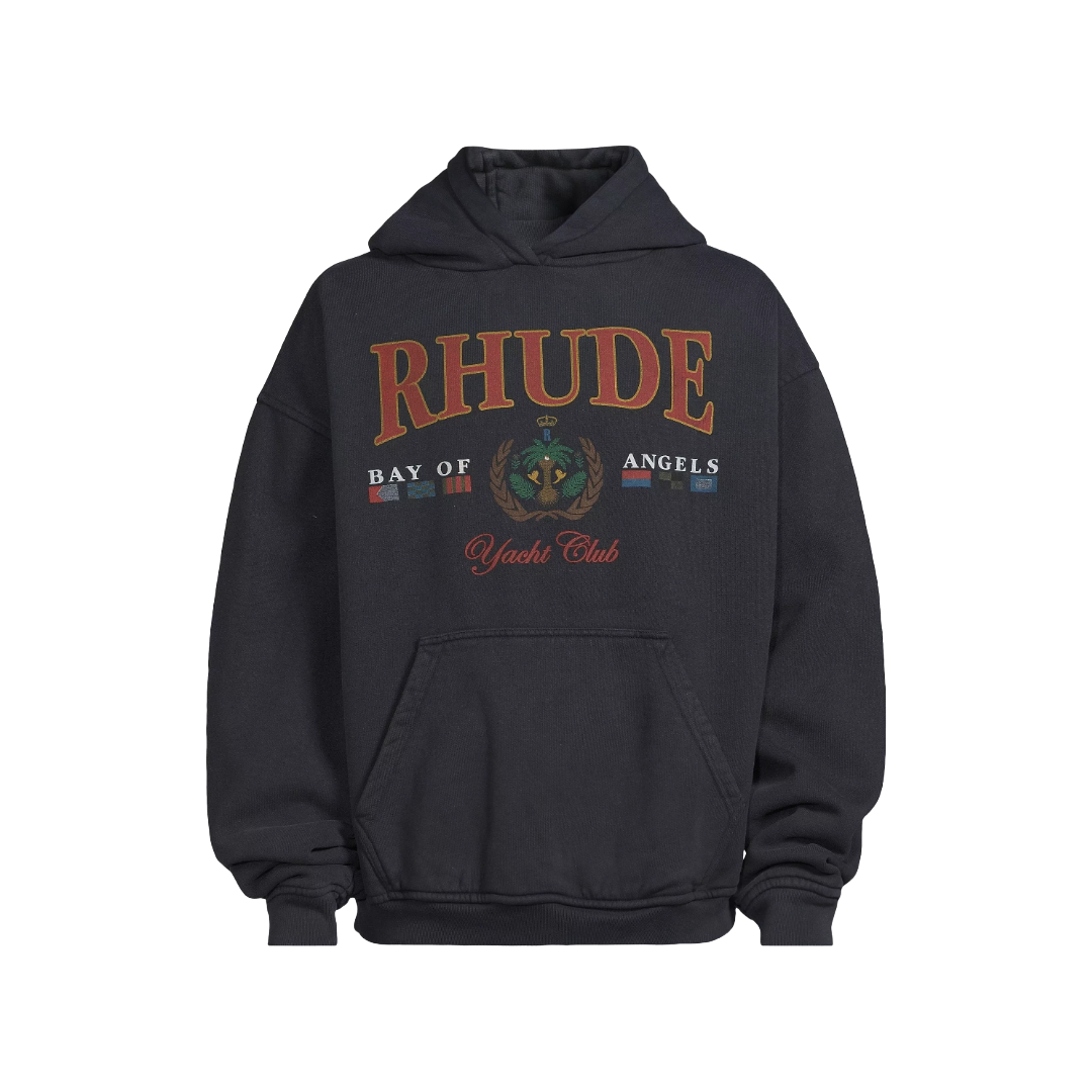 RHUDE BAY OF ANGELS YACHT HOODIE BLACK