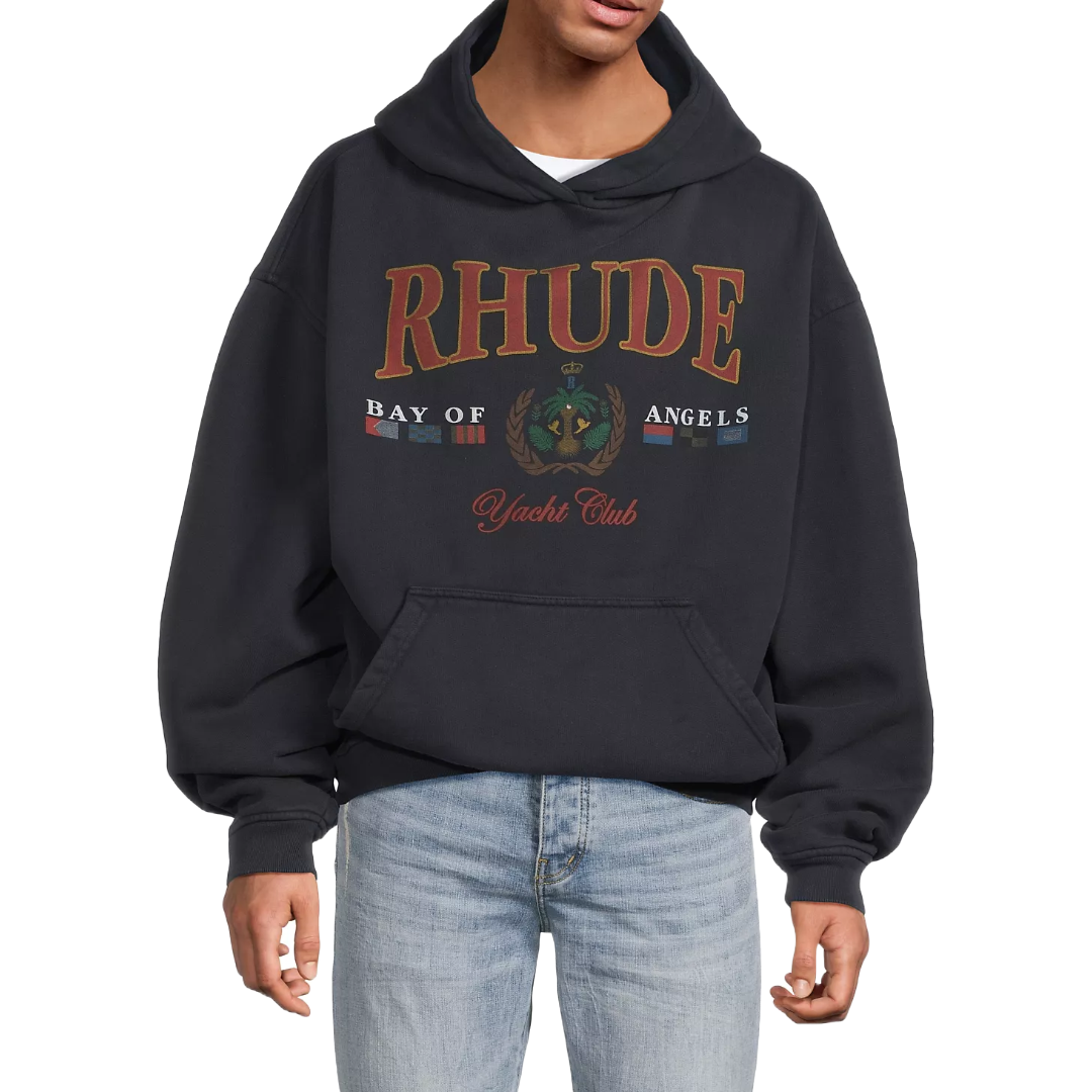 RHUDE BAY OF ANGELS YACHT HOODIE BLACK