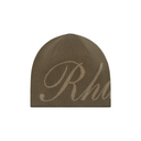 RHUDE SCRIPT KNIT BEANIE BROWN/TAN