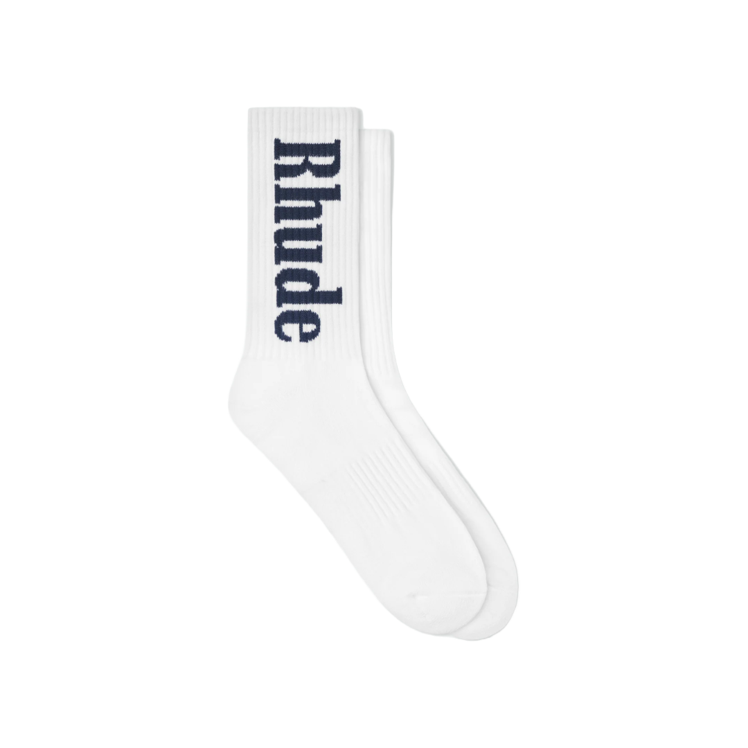 RH VERTICAL LOGO SOCKS WHITE/NAVY