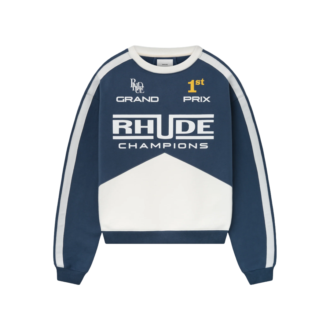 RHUDE CHAMPIONS CREWNECK NAVY