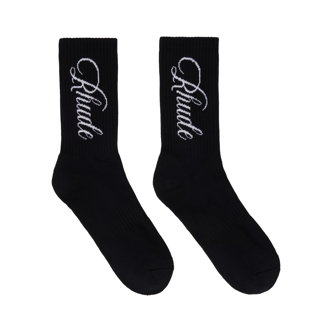 RHUDE VERTICAL SCRIPT SOCK BLACK