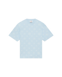 BLUE APPLIQUE MONOGRAM OVERSIZED SHORT SLEEVE T-SHIRT