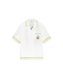 WHITE TENNIS LANDSCAPE SHORT SLEEVE SILK SHIRT