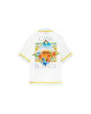 WHITE TENNIS LANDSCAPE SHORT SLEEVE SILK SHIRT