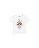DOLCE & GABBANA KIDS T-SHIRT WITH LEOPARD PRINT AND DG PATCH WHITE