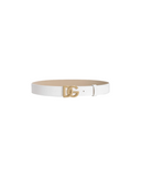 DOLCE & GABBANA KIDS PATENT LEATHER LOGO BELT WHITE/GOLD