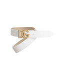 DOLCE & GABBANA KIDS PATENT LEATHER LOGO BELT WHITE/GOLD