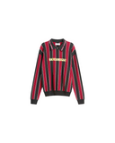 MARTINE ROSE STRIPE ZIP POLO SHIRT RED & BLACK