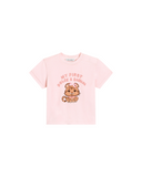 DOLCE & GABBANA KIDS T-SHIRT WITH LEOPARD & BOW PINK