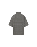 MARTINE ROSE CHECK-SLEEVE POLO SHIRT BLUE